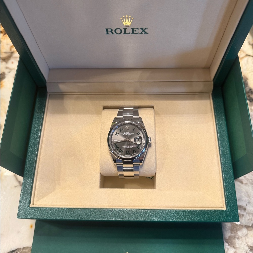 Rolex Silver and Gray w/ Roman numerals Dial Watch